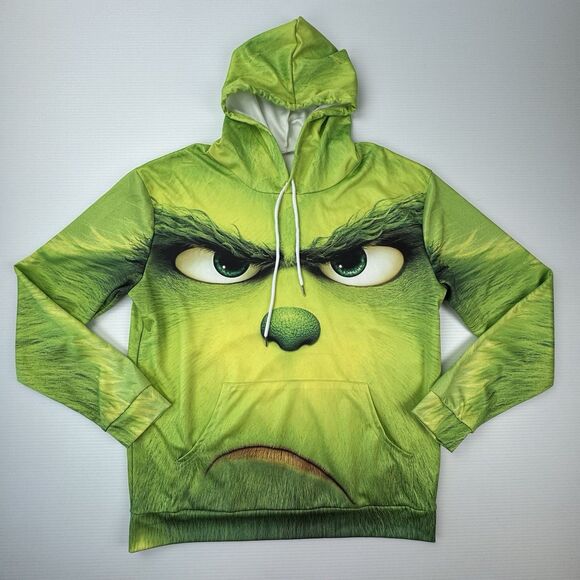 Grinch Hoodie Men’s Large Green 3D Graphic Christmas Pullover Sweatshirt Holiday - Picture 3 of 8